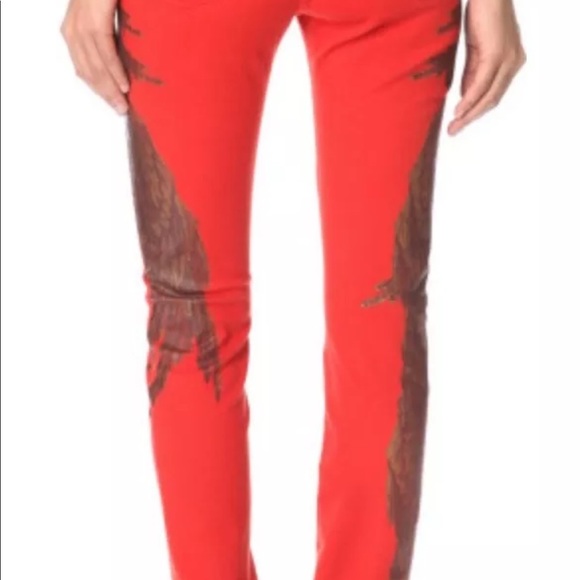 HAUTE HIPPIE RED DENIM SKINNY JEANS PANTS - Picture 4 of 8